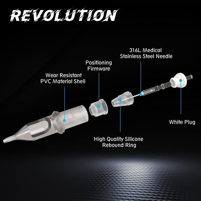 EZTAT2 EZ Tattoo Cartridge Needles - 20Pcs #10 (1RL) Bugpin Permanent Makeup SMP Round Liner 0.3MM Disposable Tattoo Needles Cartridges for Rotary Tattoo Machine Pen Gun - Revolution - Image 3